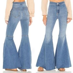 NWT- Free People Float On Light Blue High Waist Super Flare Jean Women's Size 26